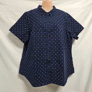Wildfang The Essential Button Up Hashtag Navy Shirt Women Size 2X Cotton